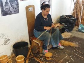 Cestera Tejiendo Mimbre en el Museo del Mimbre de Camacha - Madeira